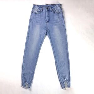 SHEIN High Waist High Stretch Raw Hem Skinny Jeans